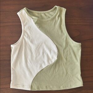 SHEIN Cream and Tan Ribbed Tank Top in excellent condition